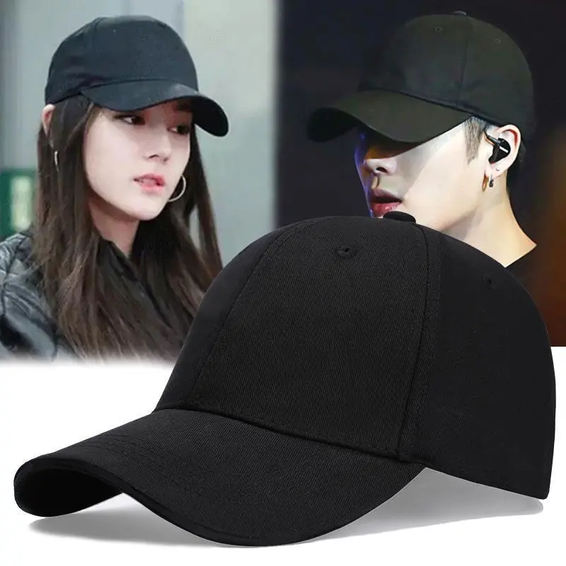 Topi Besbol Musim Panas Bergaya Lelaki, Warna Pepejal, Topi Memuncak, Hitam, Sesuai untuk Pelajar, Anti-Penat Matahari, Topi Matahari, Topi Wanita, Menjadikan Wajah Kelihatan Lebih Kecil, 2024 Ketibaan Baru
