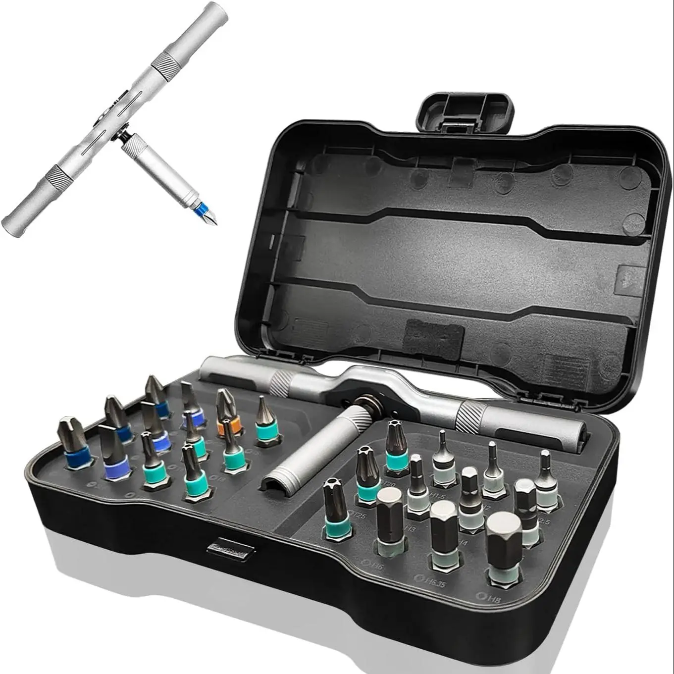 Magnetic Screwdriver Set, MultifunctionalScrewdriver Set with Detachable T-shaped RatchetHandle, Household Maintenance Tool Kit, Heavy Duty Hardware