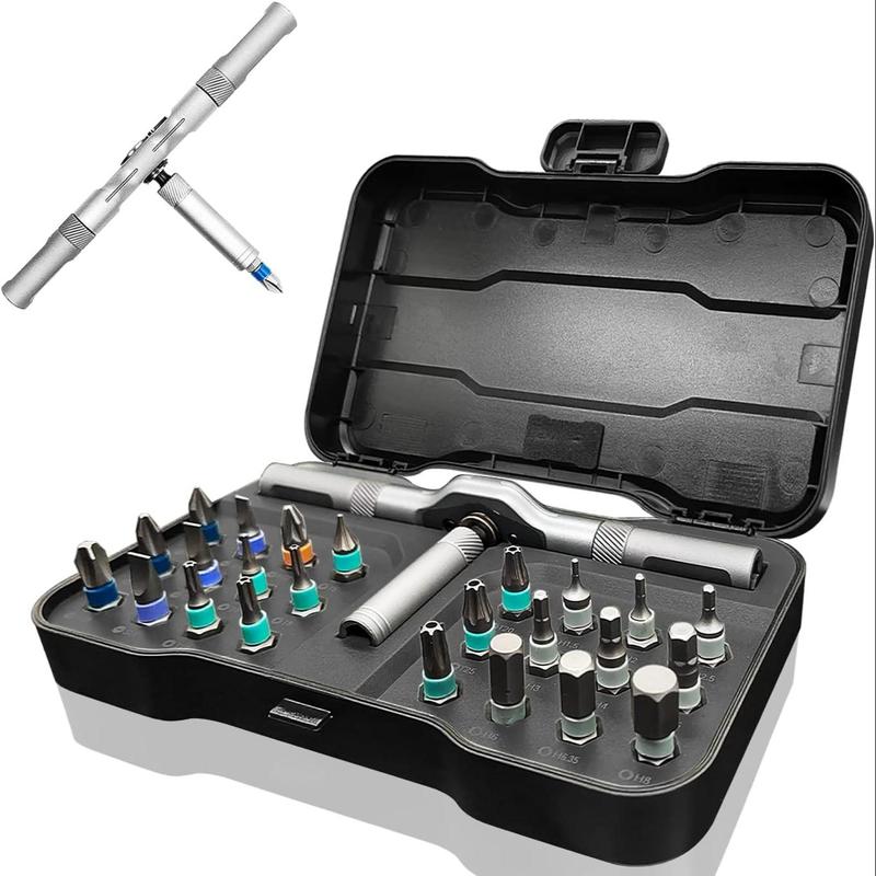 Magnetic Screwdriver Set, MultifunctionalScrewdriver Set with Detachable T-shaped RatchetHandle, Household Maintenance Tool Kit, Heavy Duty Hardware 1