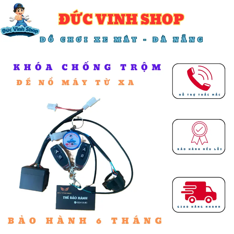 Khoá Bật Tắt Và Đề Nổ Từ Xa 2025 , Dùng Song Song Khoá Zin Và Remote ( Cho Xe Máy )