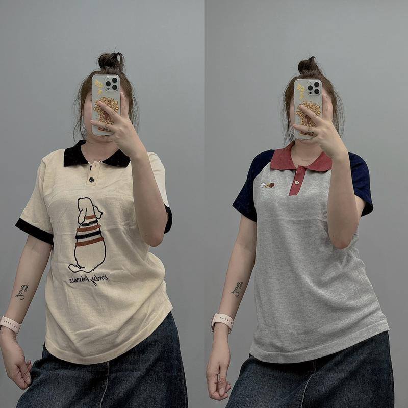 Áo Polo Len Mongtoghi Thêu Hình Cún BIGSIZE