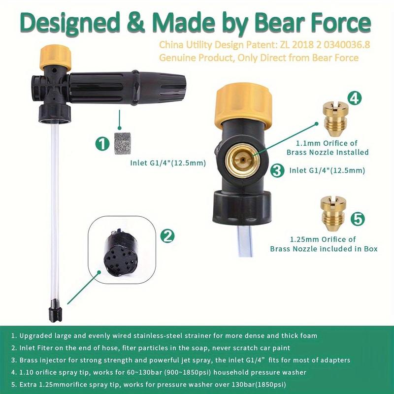 Car High Pressure Cleaning Machine Water Sprayer, 1 Set Snow Foam Lance with M22 Inlet & Quick Connect Nozzle & Converter, Efficient Cleaning Tool for Car 7