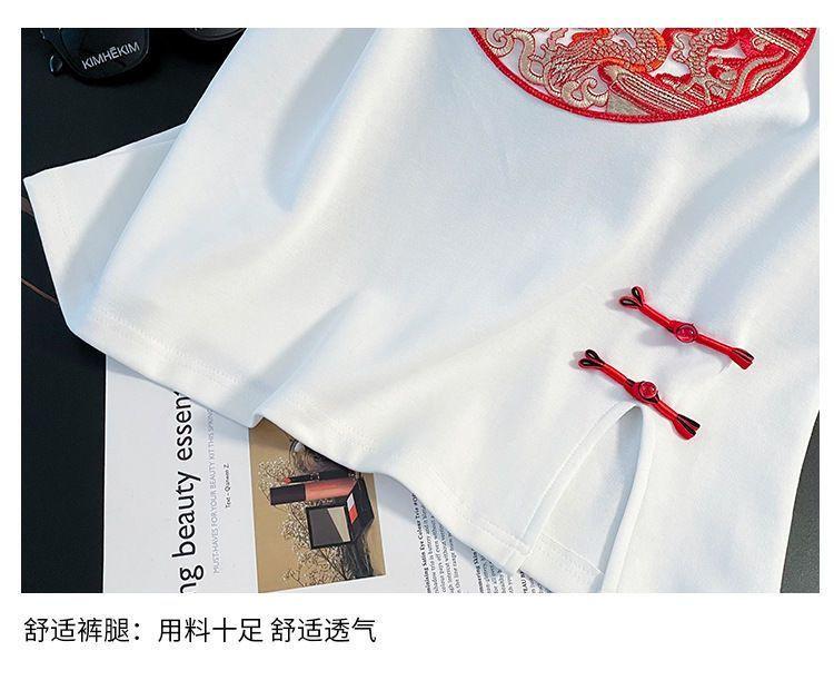 Product Introduction of New Chinese Casual Graceful Fashionable Set Women's Summer Short Sleeve Shorts Red Chinese Style Sports Popular Two-Piece Set 10