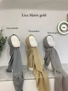 SKYSHOP HIJAB LIZA POLOS BY DEENAY PART 3 BAHAN VOAL LOGO DOUBLE LOGO PIN MATTE GOLD