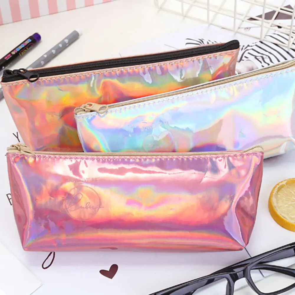 Soft Zipper Pouch Pencil Pen Case Holder Cosmetic Makeup Bag