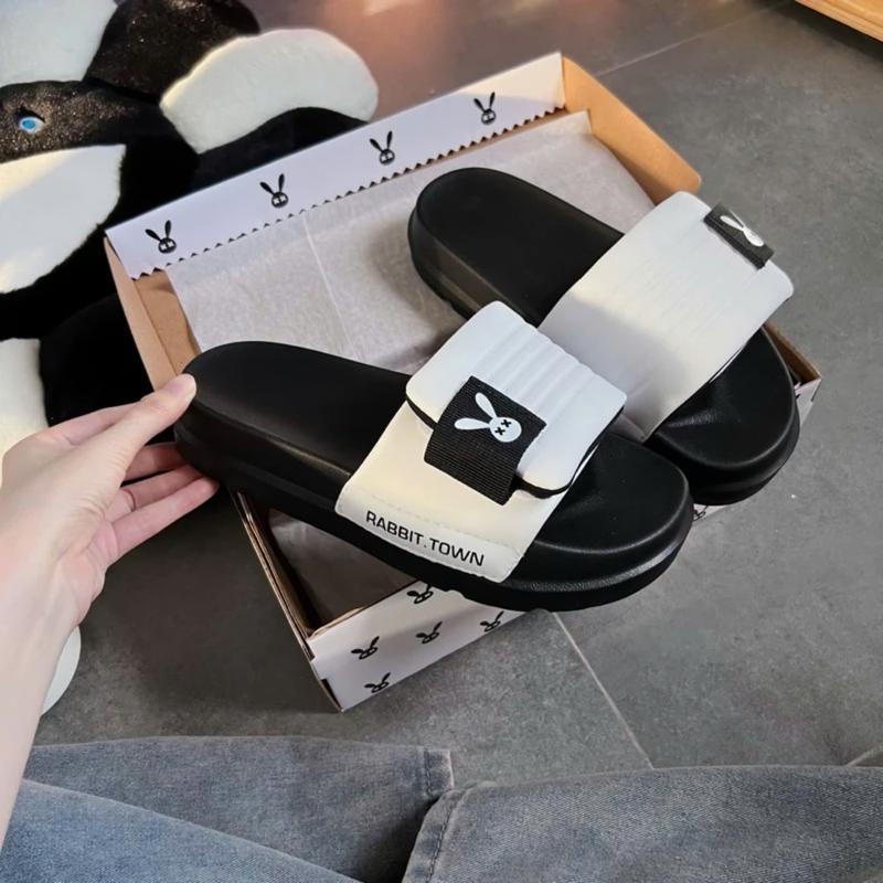 Product Introduction of Dép quai viền mix màu white rabbit đế cao 4cm - Kèm 2 hộp - Có bảo hành - hỗ trợ đổi size Slipper DéP Đế Bằng Nam Dép Lê Quai Ngang Cao Su dép  rabbit mini bags 1