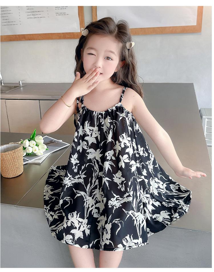 Product Introduction of Summer New Girls' Braces Skirt Floral Fashionable Temperament Children's Sleeveless Seaside Travel Versatile Skirt 6