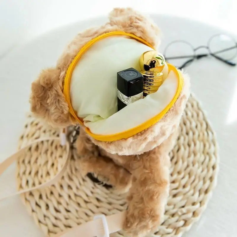 Ransel beruang terbaru Tas Boneka Merangkul Tas selempang anak Masuk HP Bahan Bulu Korea Perempuan 4