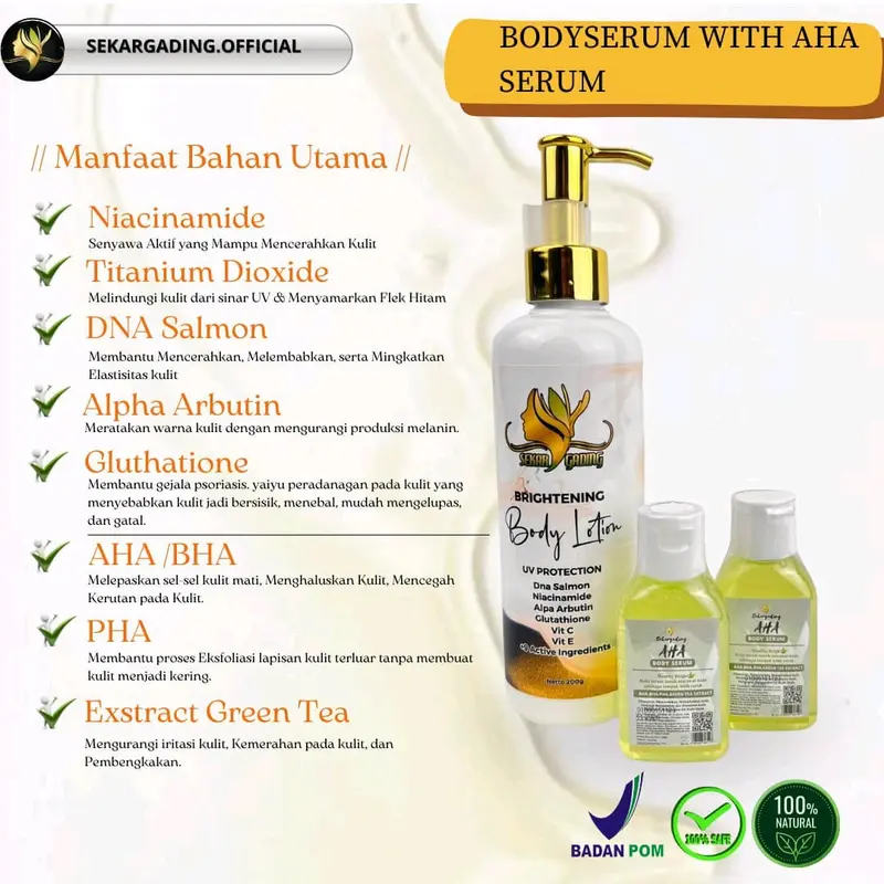 BODY LOTION 100g. SEKARGADING WHITENING//PEMUTIH BADAN. Mencerahkan Melembutkan 1