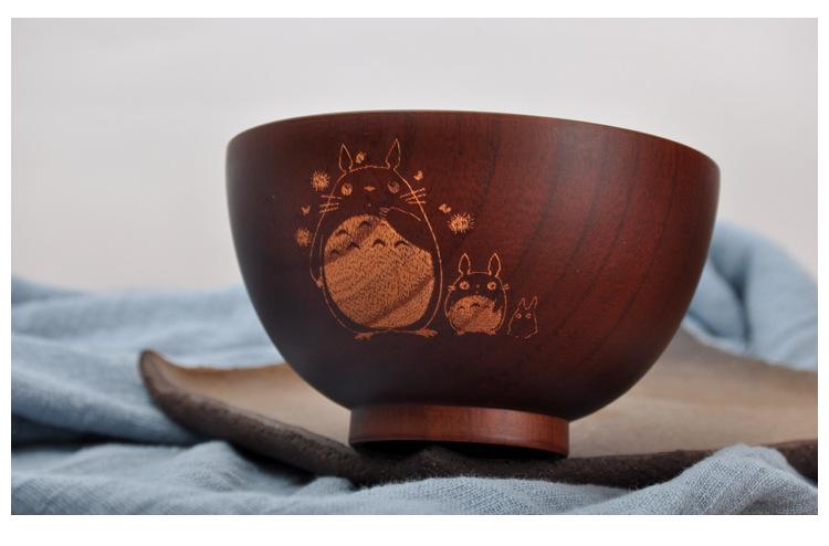 Product Introduction of Cartoon Wooden Bowl Home Tableware Cute Bear Wooden Bowl Spray Paint Japanese Bowl Kitchen Accessories Noodle Bowl Tableware 8