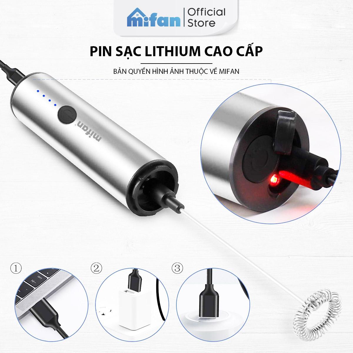 Máy Đánh Bọt Cà Phê Microfoam Mifan MF1501G - 3 Đầu Đa Năng, Thép không gỉ, Đế sạc USB tiện lợi - Hàng Chính Hãng Máy Đánh Bọt Cà Phê Microfoam Mifan MF1501G - 3 Đầu Đa Năng, Thép không gỉ, Đế sạc USB tiện lợi - Hàng Chính Hãng