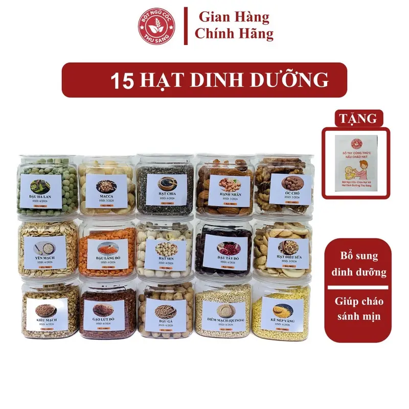 Set 15 hạt dinh dưỡng đóng hũ tặng kèm công thức nấu cháo Food 0