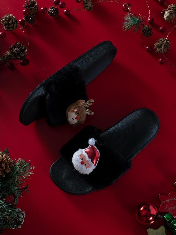 Women's Cute Cartoon Reindeer Design Plush Slippers, Casual Soft Comfortable Home Slippers, Warm Slippers for Indoor & Outdoor Use for All Seasons 3