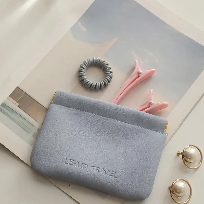 Portable Letter Print Leather Wallet, 1 Count Minimalist Coin Purse, Multi-functional Key Storage Bag, Gift For Friends 3