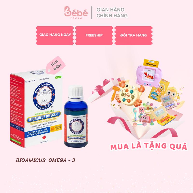 [Kèm quà] DHA BioAmicus Bổ sung Omega-3 DHA hương cam cho trẻ thông minh sáng mắt lọ 30ml Cho Bé Vitamin