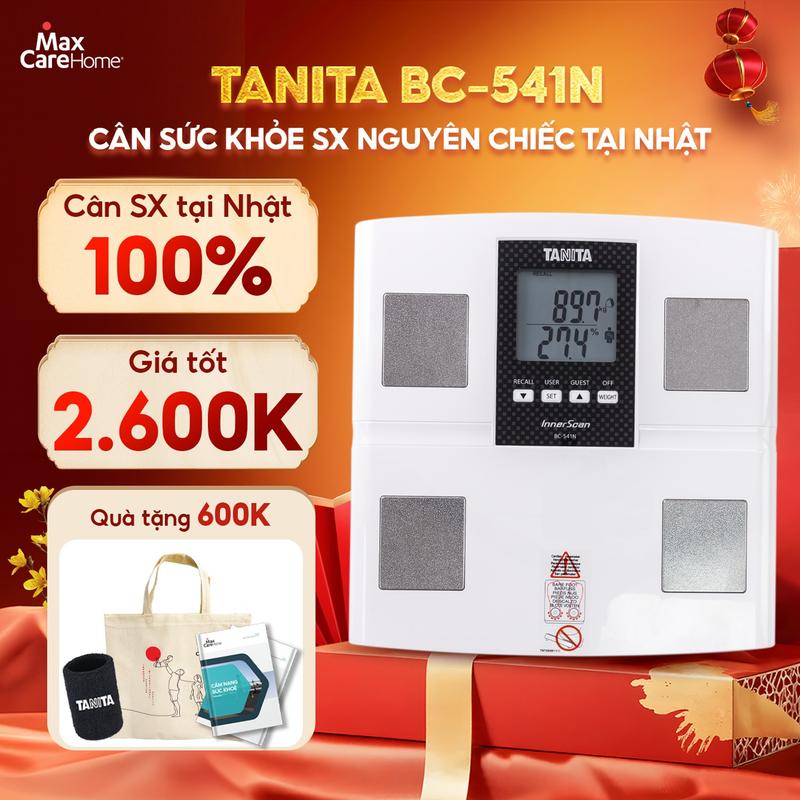 Cân điện tử phân tích chỉ số sức khỏe thông minh TANITA BC-541N - Cân phân tích 9 chỉ số cơ thể, cân theo dõi sức khỏe tại nhà cho gia đình, người tập Gym, Yoga, Runner, có ngay kết quả trong vòng 20s, siêu bền,siêu nhẹ hàng nhập khẩu chính hãng Nhật Bản.