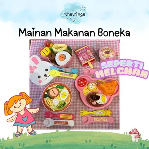 Set Mainan Makanan Boneka Lucu Seperti Melchan Pretend Play Puding Anak Lucu dengan Wadah Sendok Mini dan Detail Karakter Hewan
