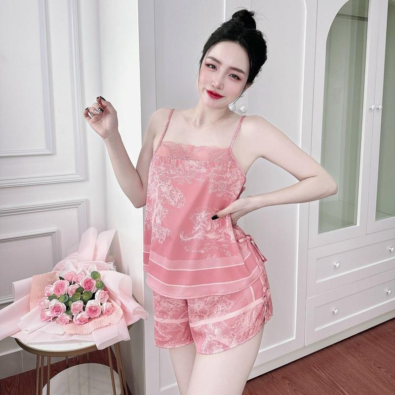 Đồ bộ 2 dây cột nơ eo sexy thiết kế ren ngực, freesize 40-60kg 3