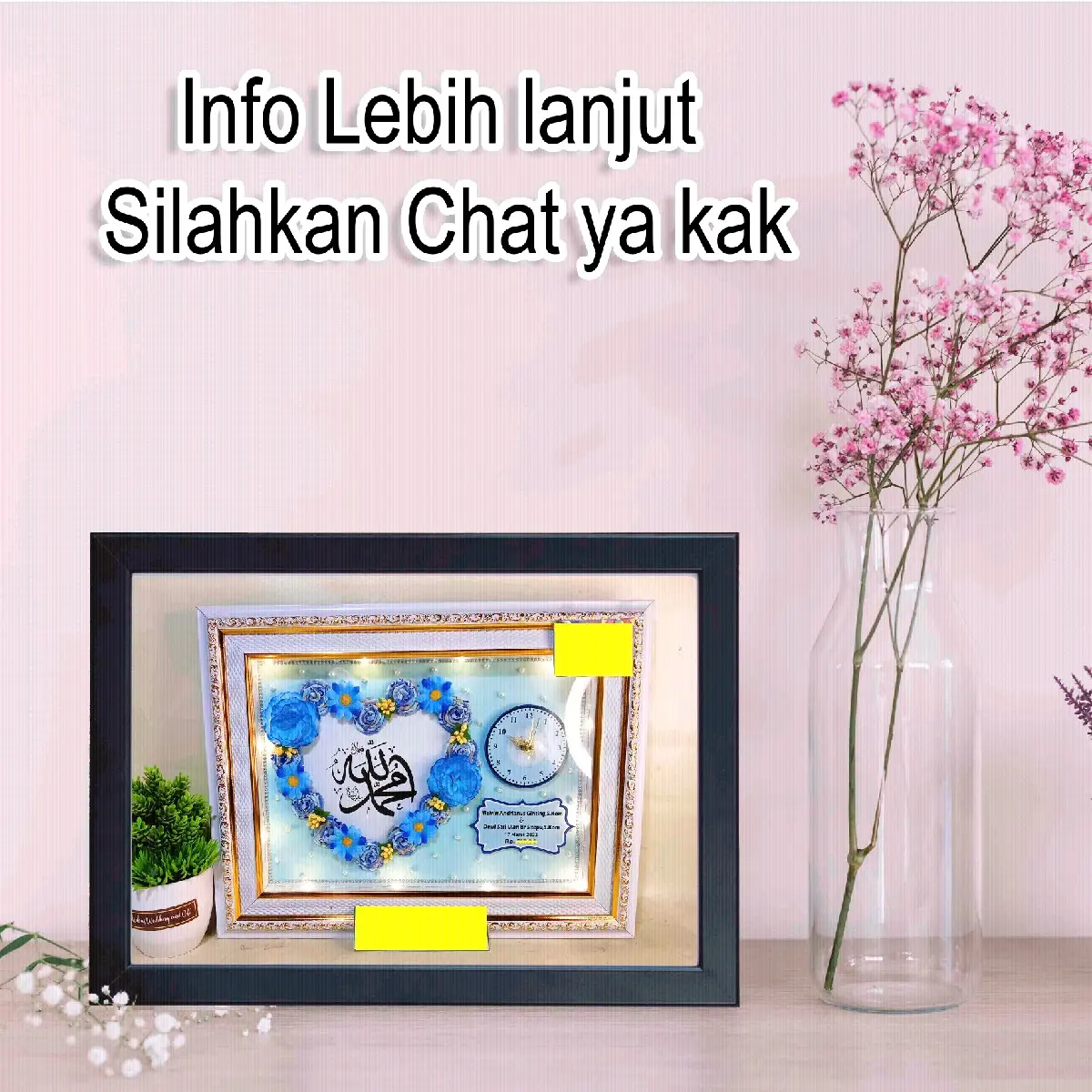 Bingkai Foto 3D/ Bingkai Pernikahan Jam Love Modern Dipasang di Dinding