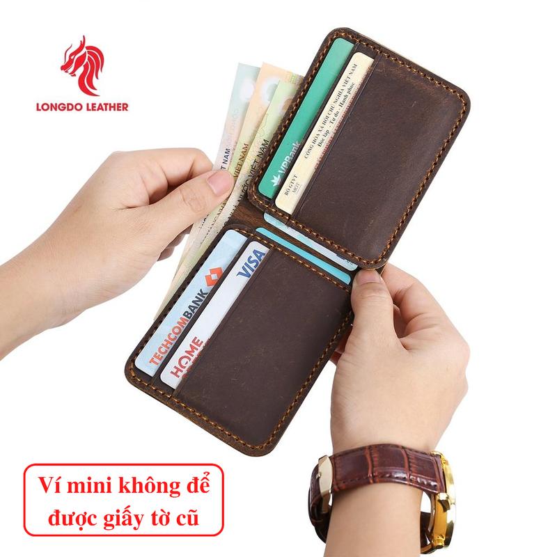 Ví nam da bò sáp mini nhỏ gọn (không để được giấy tờ cũ) - B03