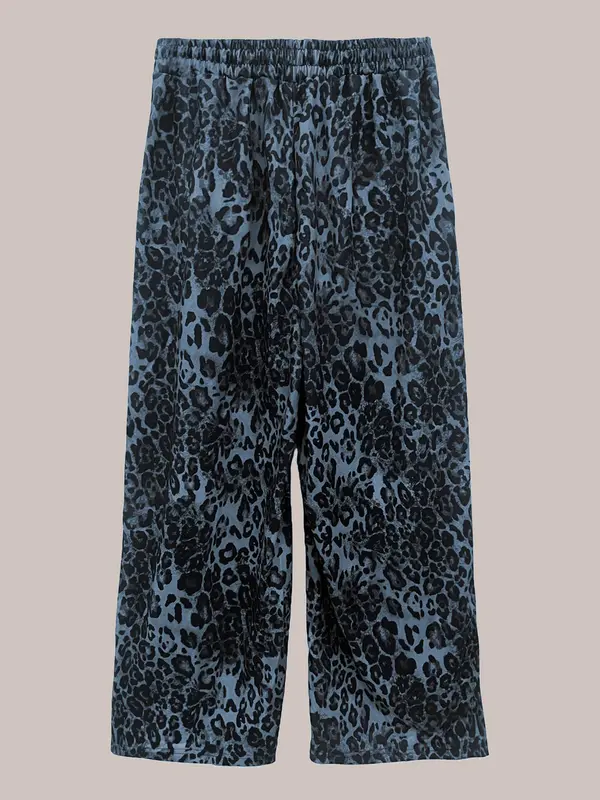 Women's Leopard Print Drawstring Waist Wide Leg Pants, Street Casual Elastic Waist Pocket Trousers for Daily Wear, Ladies Bottoms for Fall & Winter 1
