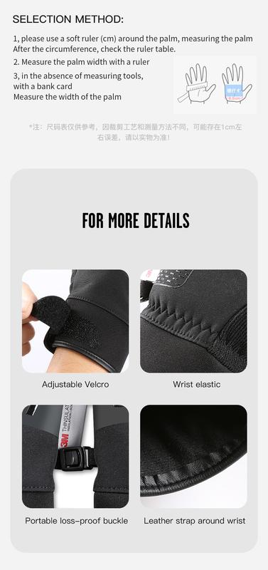 Product Introduction of Cycling Gloves Winter Touch Screen Motorcycle Gloves Outdoor Scooter Windproof Riding Ski Gloves Warm Bike Gloves Black 23