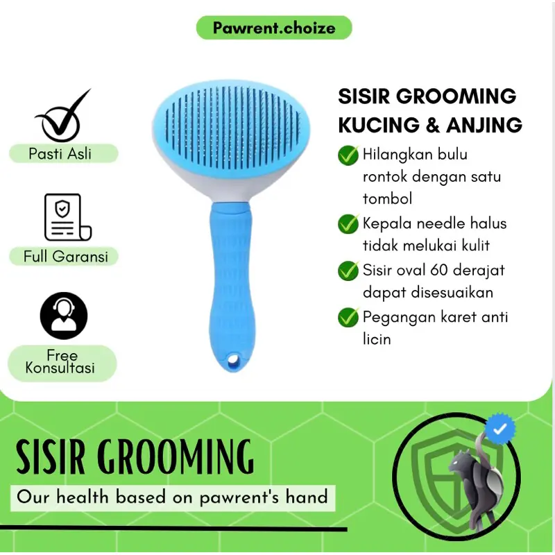 SISIR GROOMING KUCING ANJING - sisir modern dengan satu tombol tidak melukai kulit