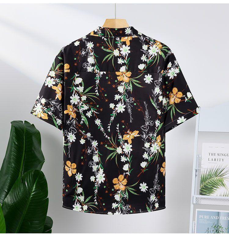 Product Introduction of ชุดฤดูร้อนของผู้ชาย, วัสดุผ้าไหมน้ำแข็ง, ชุดแขนสั้น, อินเทรนด์, พลัสไซส์, ชุดสองชิ้น, สไตล์ชายหาดลำลอง, เสื้อคู่การ์ตูนและลายดอกไม้ 8