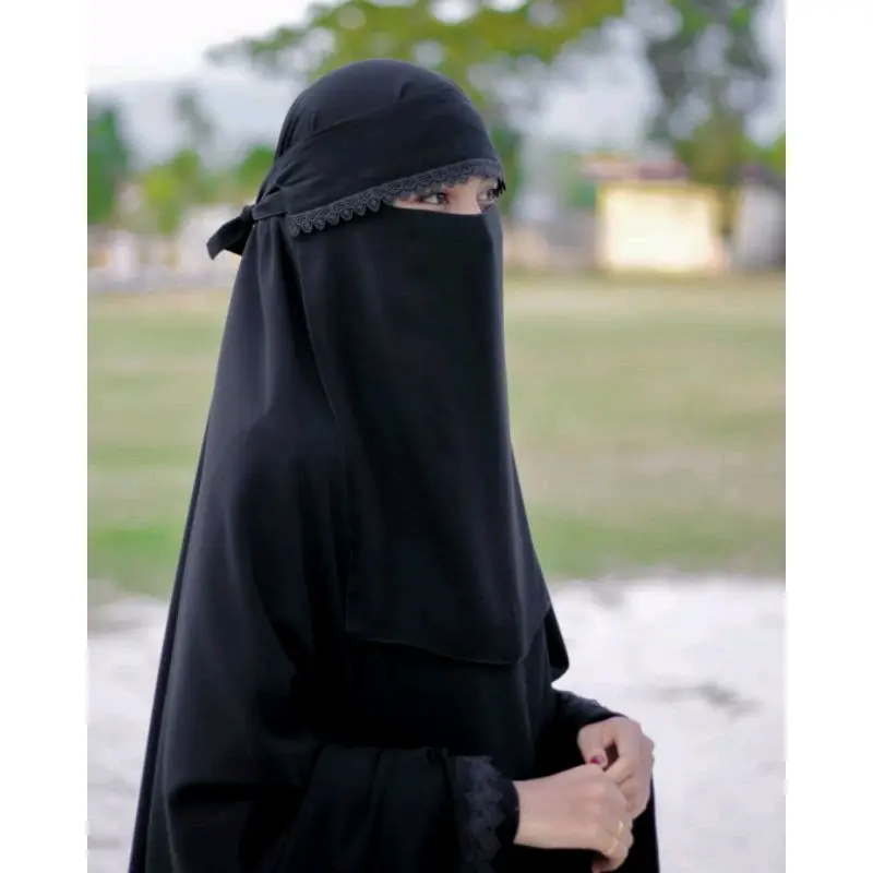 ALNOOR NIQOB PONI RENDA Semua musim Green Niqab 0