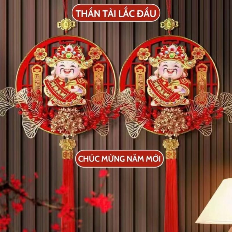 COMBO 2 Dải treo Thần Tài Lắc Đầu Trang Trí Tết 38cm - Phụ kiện trang trí Ất Tỵ 2025 - Decor, Tranh