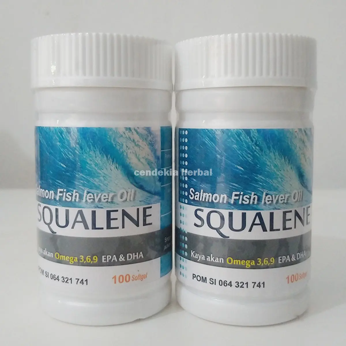 SQUALENE Salmon Fish Lever Oil Minyak Ikan Isi 100 Soft gel / Kapsul Lunak PLUS Omega 3, 6, 9 EPA Dan DHA
