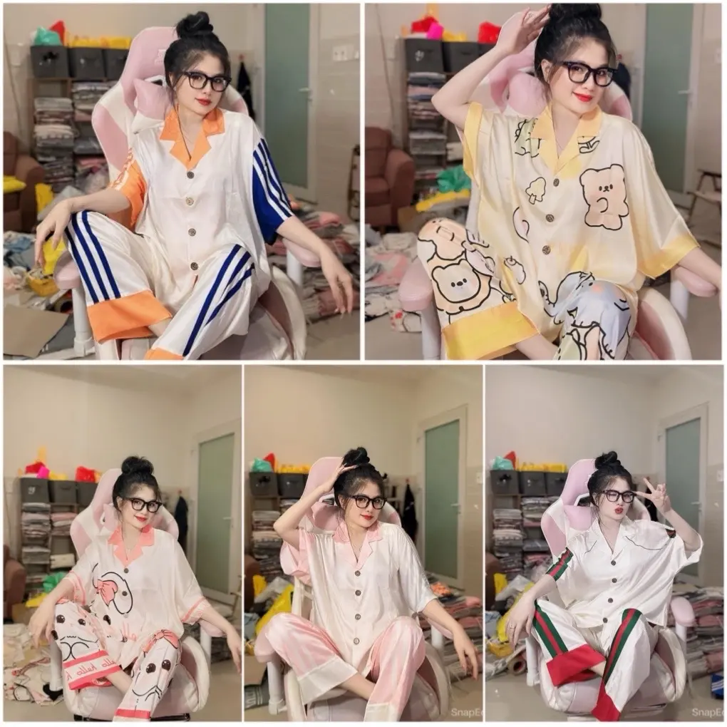 BỘ PIJAMA LỤA TƠ TẰM MỊN CÁNH DƠI 40-58kg cao dưới 1m63  mềm mịn mát Nữ Women