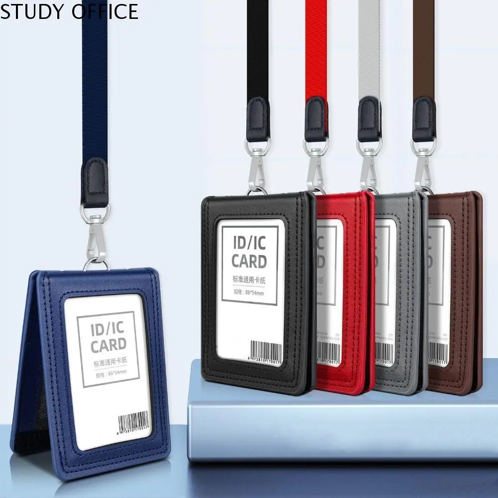 Hộp đựng thẻ ID, làm bằng da bò, đồ dùng cho nhân viên, có dây buộc và dây đeo cổ, hộp đựng thẻ làm việc, thẻ đeo ngực và thẻ tên, thích hợp cho bác sĩ và nhà cung cấp văn phòng, bao gồm giá đỡ thẻ