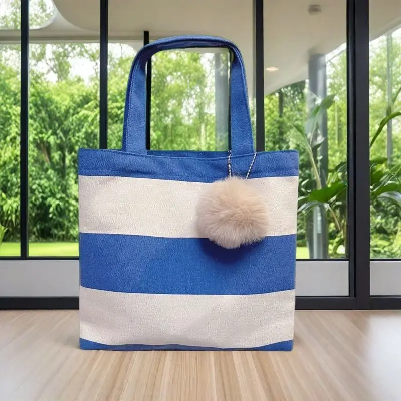 Fashion Striped Tassel Trendy Small Square Bag Youth Essential Handbag for Women