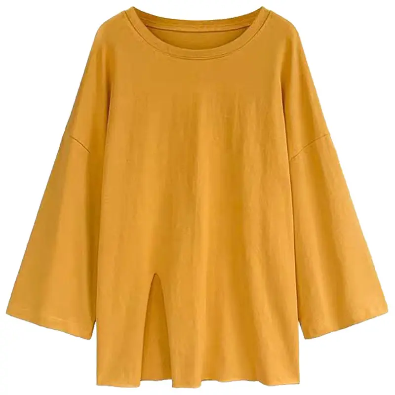 Womens Long-Sleeved T-shirt Elegant Autumn Korean Style Loose All-Matching Lazy Niche Design Irregular Bottoming Shirt Top Blouses