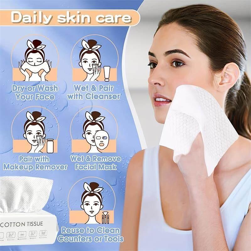 Product Introduction of 50pcs Disposable Face Towel Cotton Tissue Makeup Wipes Facial Cleanser Washcloth 17