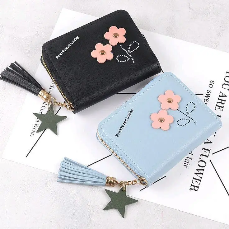 Dompet Mini Motif Bunga Matahari Lucky Mini Fasion Simpel Desain Mini Bunga Matahari Kartu Wanita 2