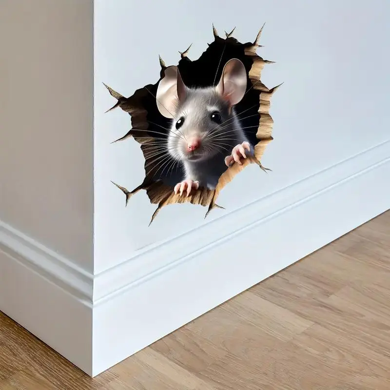 Cute Mouse Hole Wall Decal, Realistic Vinyl Decal, Easy To Peel and Stick, Perfect for Living Room, Bedroom, Kitchen, Bathroom Decoration, Ornaments 3