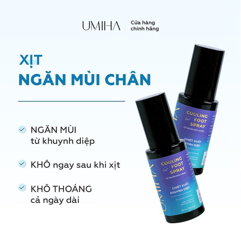 Xịt ngăn mùi chân UMIHA (45ml) - Xịt khử mùi hôi chân và xịt khử mùi giày giúp ngăn tiết mồ hôi và vi khuẩn gây mùi chân