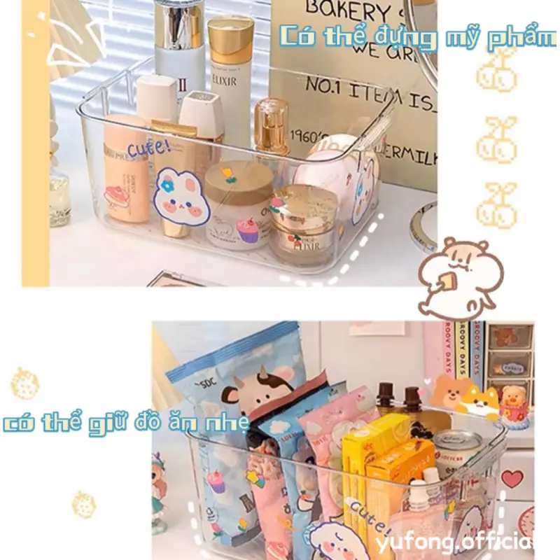 Hộp lưu trữ trong suốt để bàn acrylic có nắp đậy văn phòng phẩm hoàn thiện hộp mỹ phẩm giá lưu trữ hộp nhỏ Đựng Đồ Ăn medo  thong 3