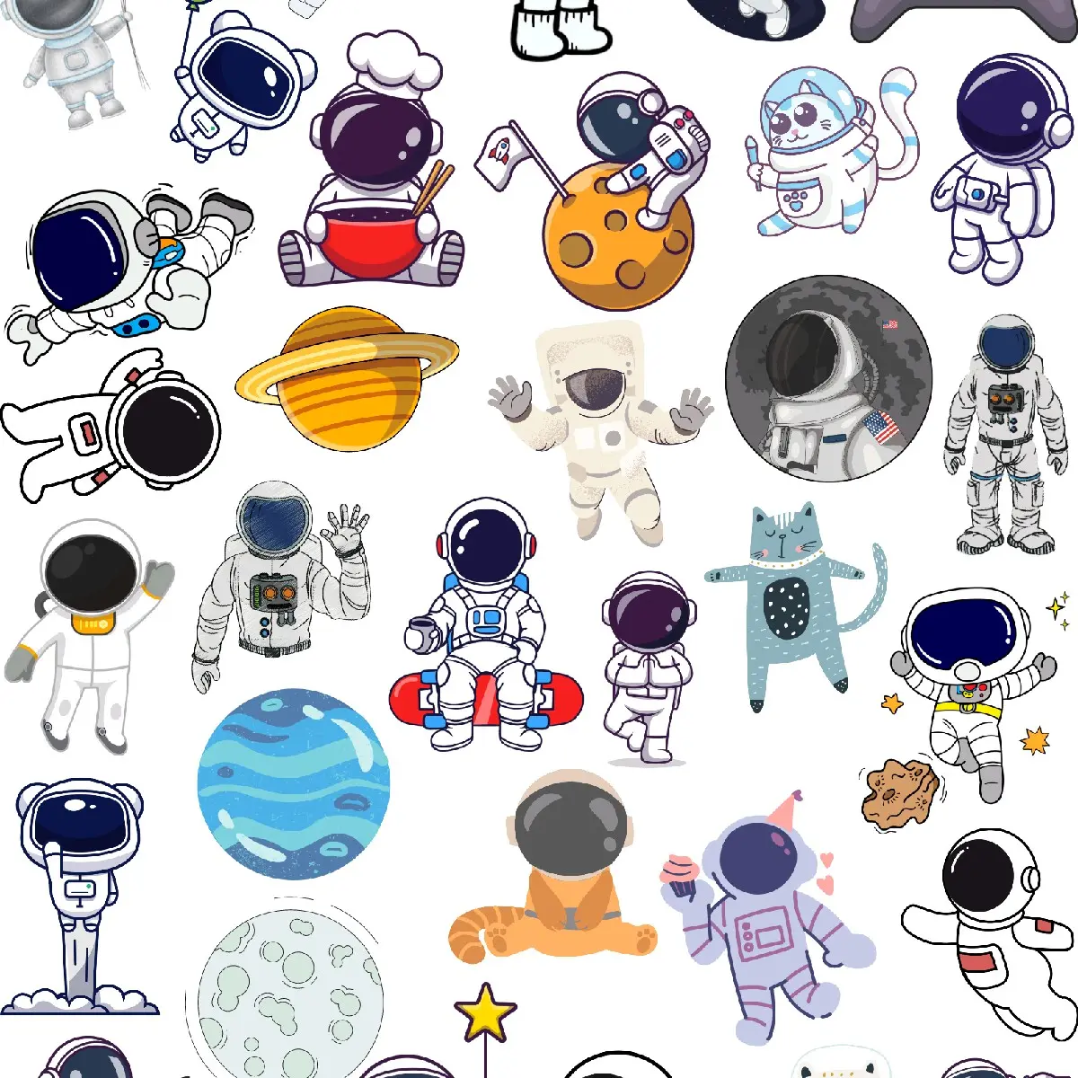 25 stiker astronot rocket sky planet planner journaling scrapbook