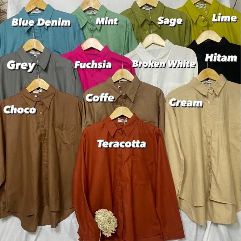 Kemeja Linen Oversize // Atasan Polos Linen Oversize // Atasan Wanita Bahan Linen 0