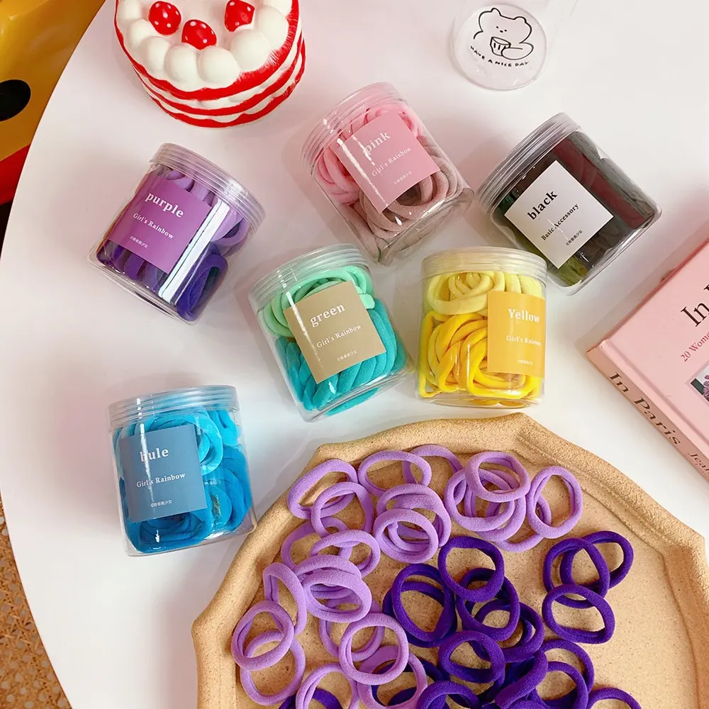 50pcs Korean Style Colorful Hair Tie Beauty Accessories Elastic Rubber Band  Woman Hair Band Getah Rambut Scrunchies