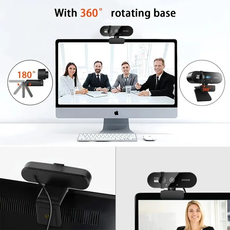 Full HD 1080P Webcam, Auto Focus Webcam with Microphone, USB Web Camera for Video Calling, Compatible with Skype, Zoom, FaceTime, Hangouts, PC/MAC/Laptop/Macbook/Tablet 4