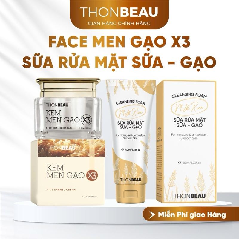 Kem Men Gạo X3 + Sữa Rửa Mặt Gạo Sữa (Chai Lớn)
