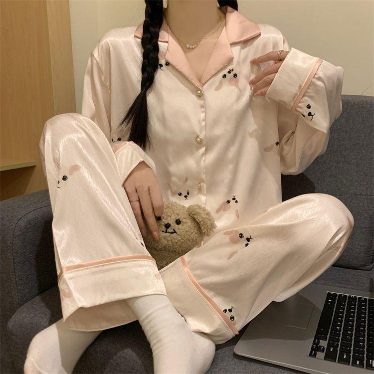 Product Introduction of Bộ Đồ Ngủ Dài Tay Lụa Lạnh Cao Cấp Phong Cách Pháp, Dành Cho Nữ, Bộ Sưu Tập Mùa Xuân Và Mùa Thu, Quần Dài Mới, Thích Hợp Cho Học Sinh, Bộ Đồ Mặc Nhà, Năm 2024 8