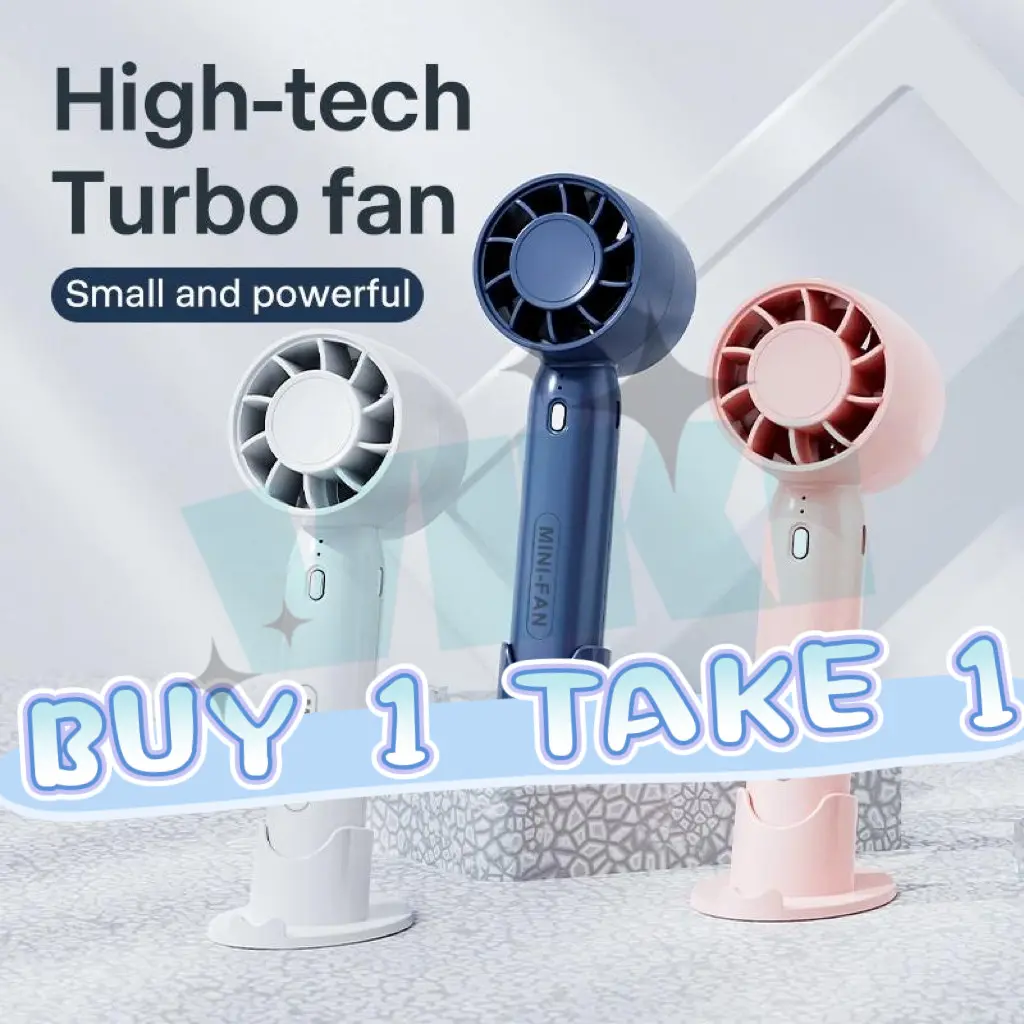 【BUY 1 TAKE 1】T10 Portable Mini Fan USB Rechargeable Turbo Fan Adjustable Cooling Fan Handheld fan