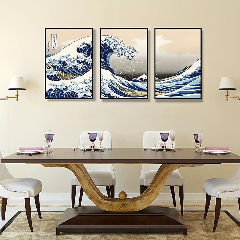 Product Introduction of Great Wave Off Kanagawa Pattern Canvas Painting without Frame, 1 Set Japanese Style Wall Art Poster, Wall Art Decor for Home Living Room Bedroom Office, Ornaments 2