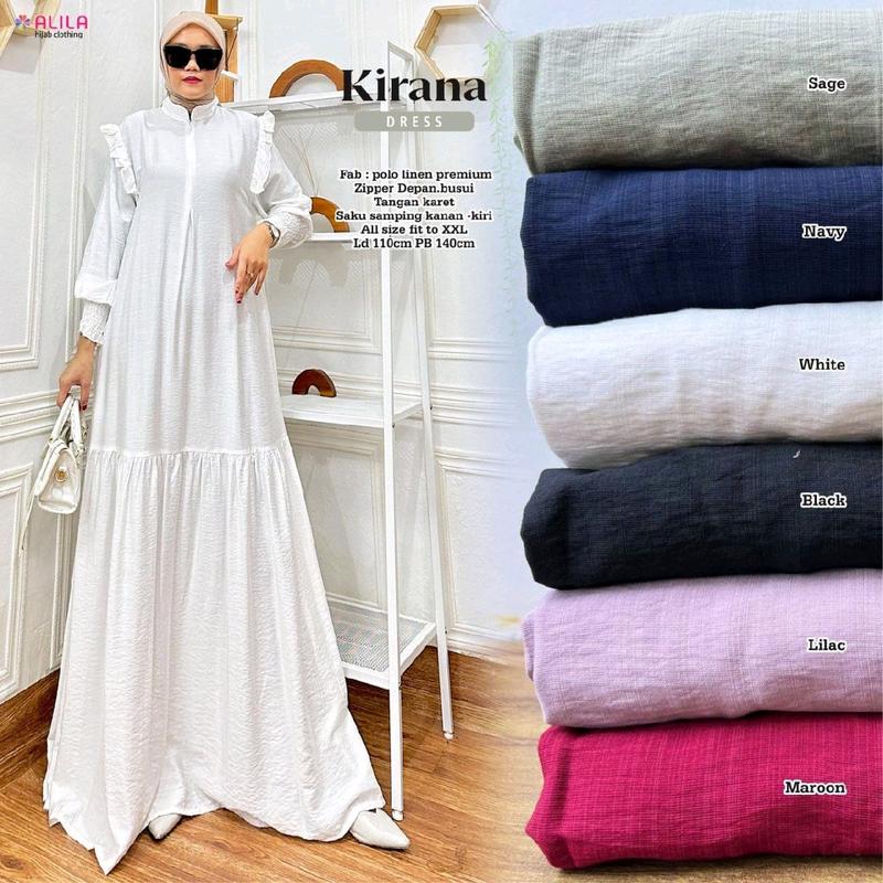Kirana dress by ALILA dan KHEYRA HIJAB BERLABEL (maxi gamis dress polos busui bahan polo linen) 2
