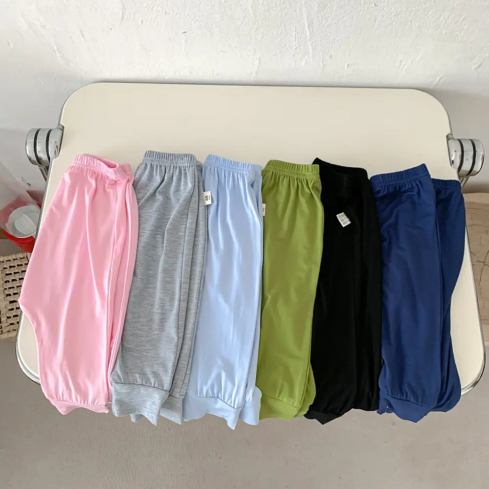 Baby trousers summer thin baby modal mosquito-repellent big butt pants children's foot ties air conditioning pants
